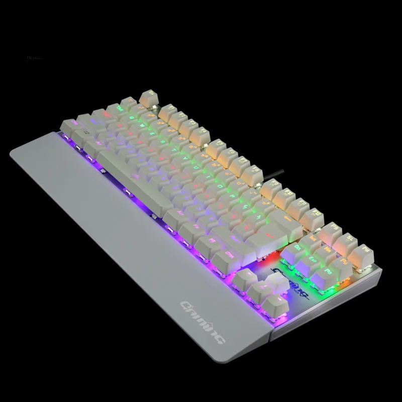 Высокое Качество Игры Механическая Клавиатура 87 Ключ Шатер Интернет Кафе Офис Прохладный клавиатуры 26 Ключи Anti-ghosting - Цвет: Белый