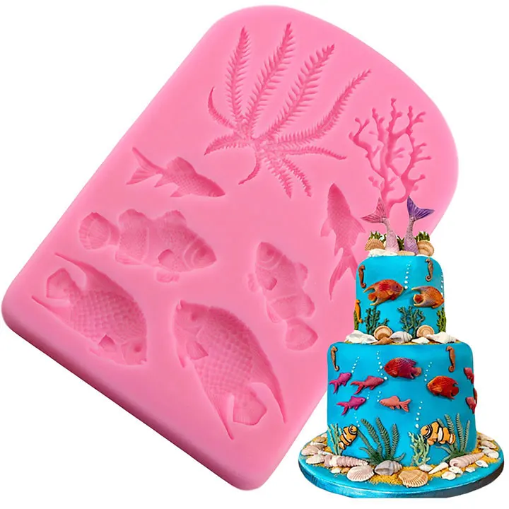 Fish Seaweed Silicone Mold Diy Cake Border Fondant Cake Decorating