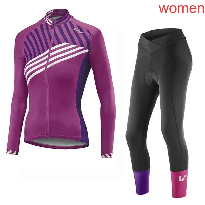 LIV весна/осень для женщин с длинным рукавом Одежда для велоспорта Велоспорт Джерси Комбинезон спортивный комплект дышащая быстросохнущая Mujer - Цвет: 2Q