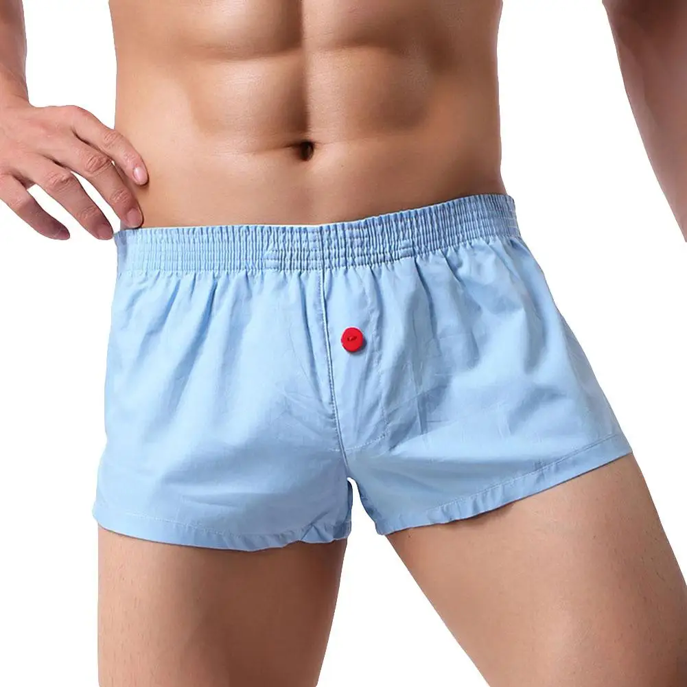 

Men's Solid Color Low Waist U Convex Boxer Briefs Button Underwear Underpants