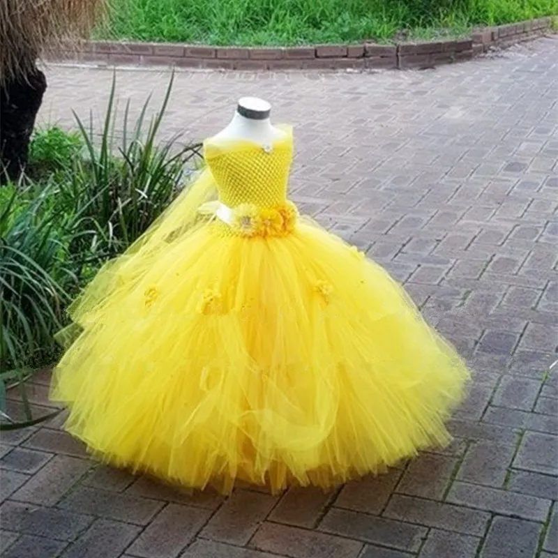 spesifikasi Belle Princess Tutu Gaun Bayi Anak Pesta Mewah Natal Halloween Kostum Kecantikan Binatang Cosplay Gaun Bunga Gadis Gaun Bola