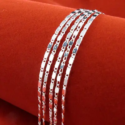 

Wholesale 10pcs/lot Fashion Silver necklace 2mm 18 K Jewelry Gold Color Flat chain necklace 16" 18" 20" 22" 24" 26" 28" 30" inch