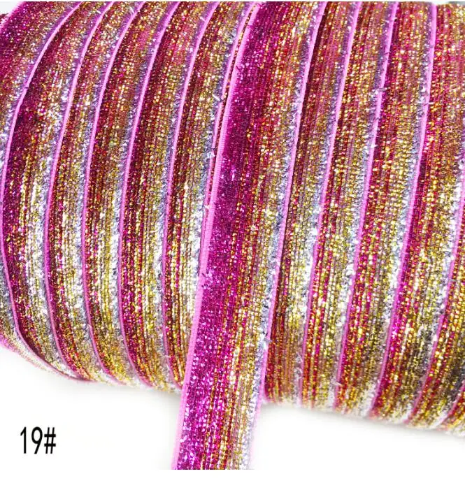 5 м/лот 15 мм блестящая бархатная лента Свадебная вечеринка Рождественский обруч-украшение для волос ручной работы подарочная упаковка для девочек DIY бантик для волос - Цвет: 19Rose gold silver