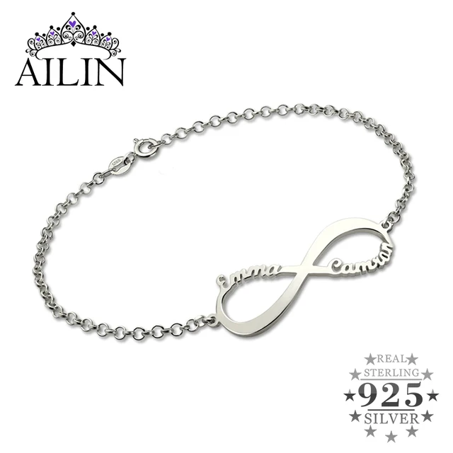 Ailin Infinity Name Bracelet Personalized Brand Ailin Infinity Name Bracelet Personalized Brand Symbol Sterling Silver Customized For