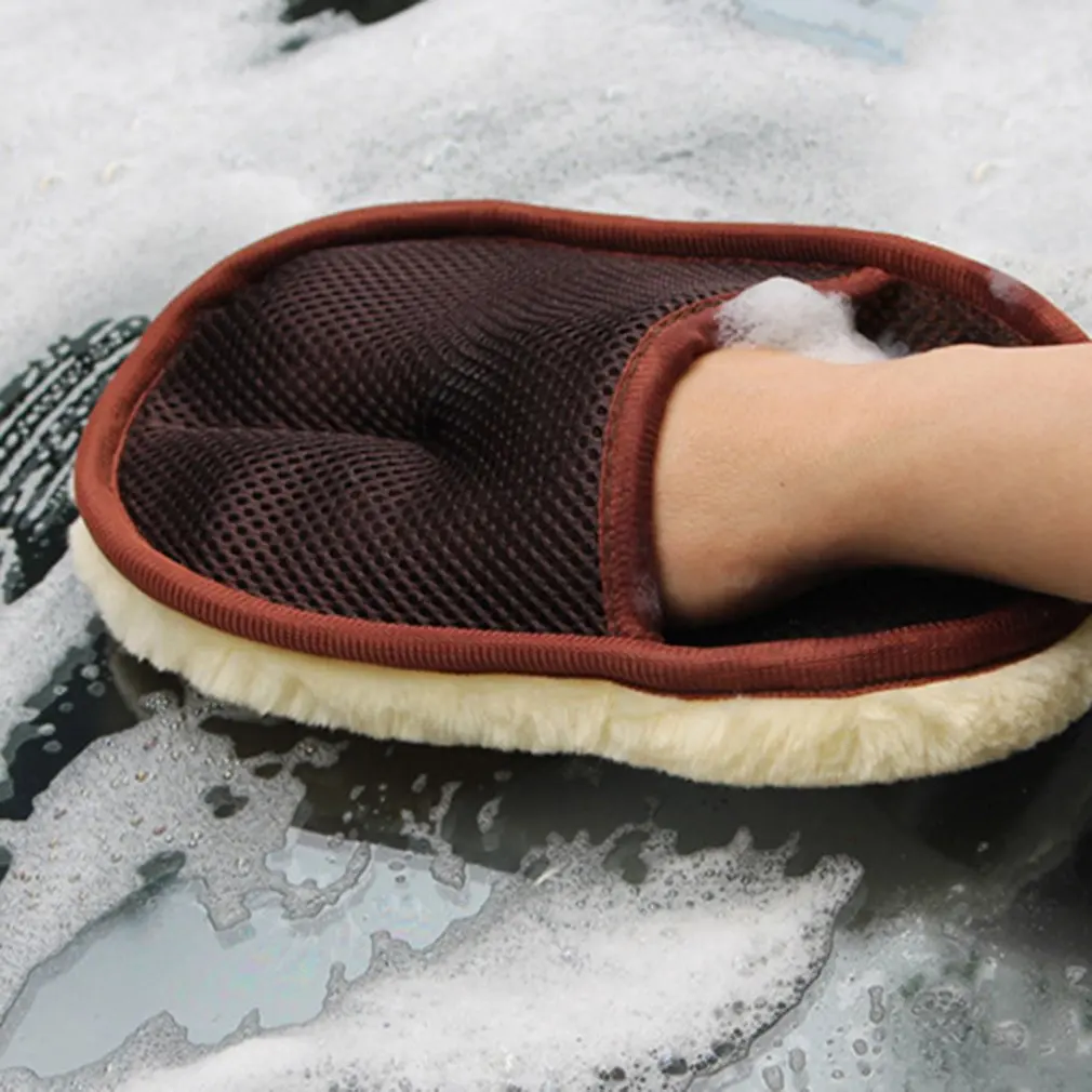 

newSingle-sided Wool cashmere Car Wash Glove Cleaning Mitt Washing Brush Cloth Car Cleaning Tools