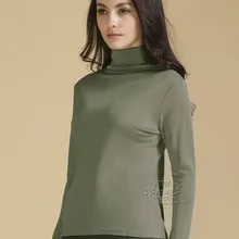 Аутентичный шелк тутового шелкопряда топ с толстым шелком машинная навигация водолазка термо с длинным рукавом белье-3