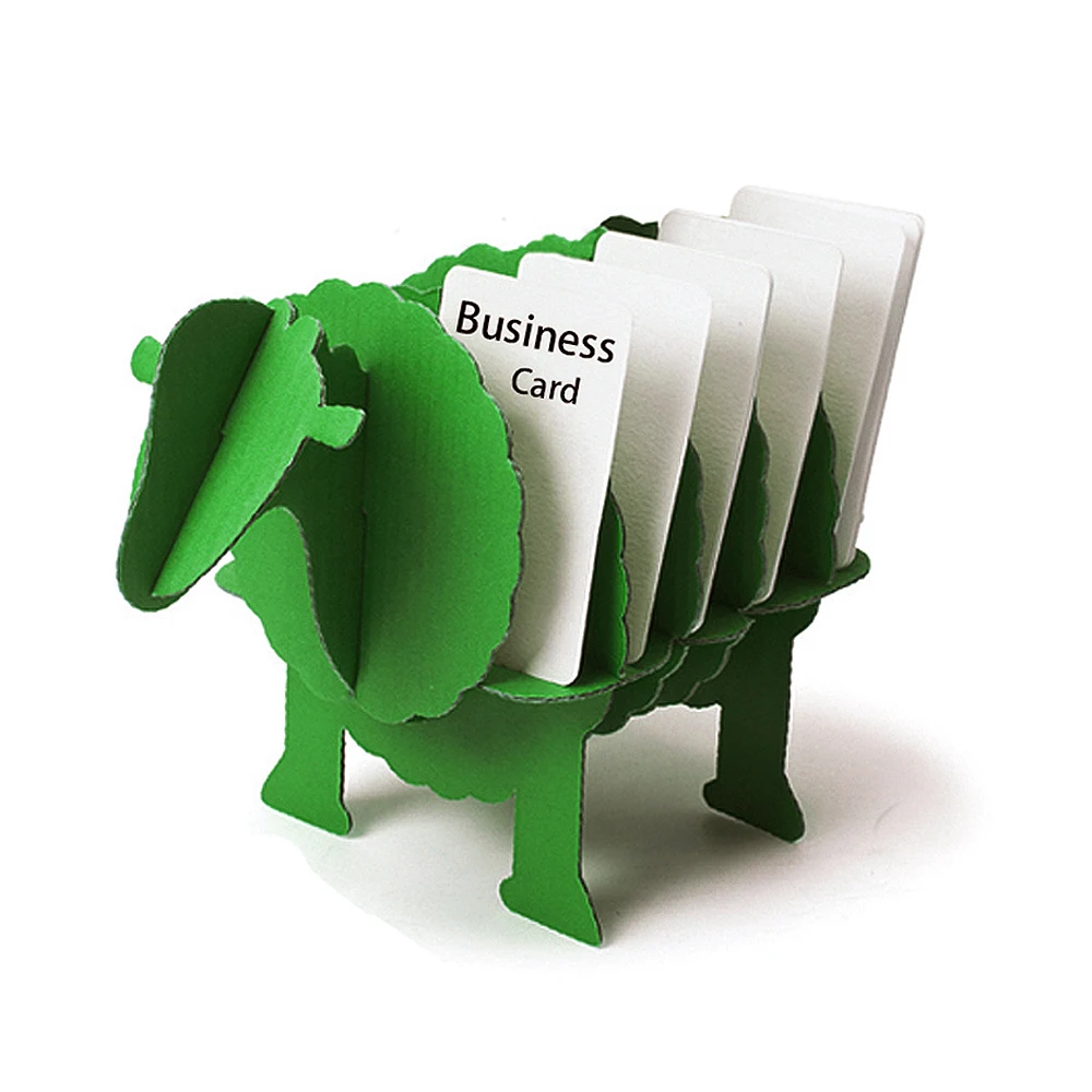 3d Puzzle Sheep Creative Diy Business Card Holder For Desk Animal