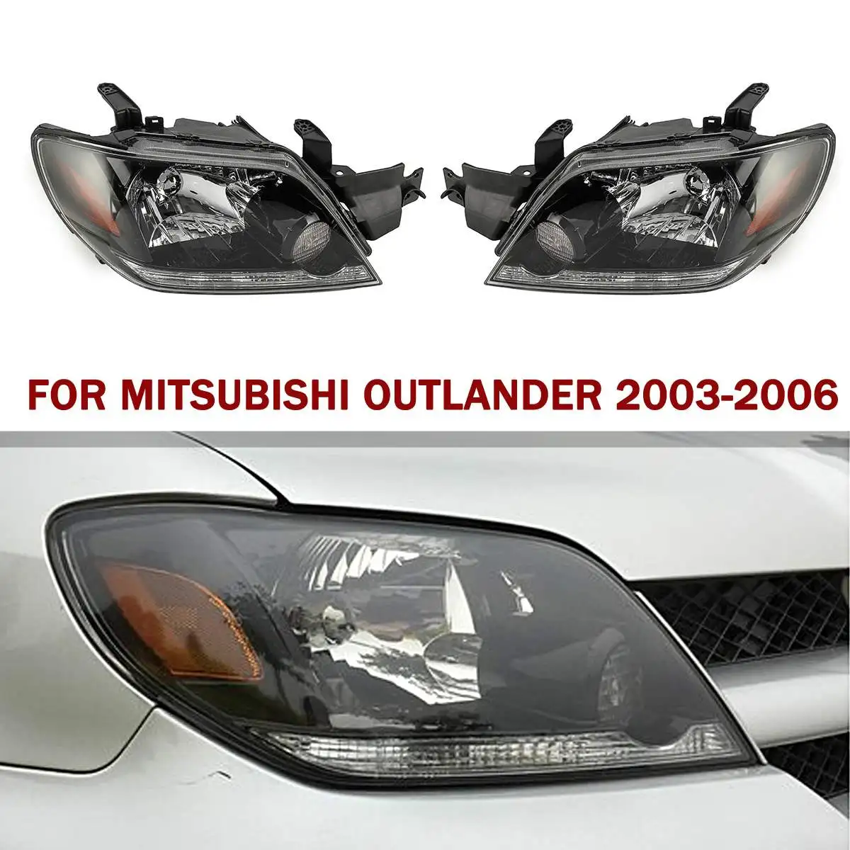 

Autoleader 2Pcs/Set Front Head lamp Headlights Assembly Set ABS 12v Car Auto Headlights For MITSUBISHI Outlander 2003-2005