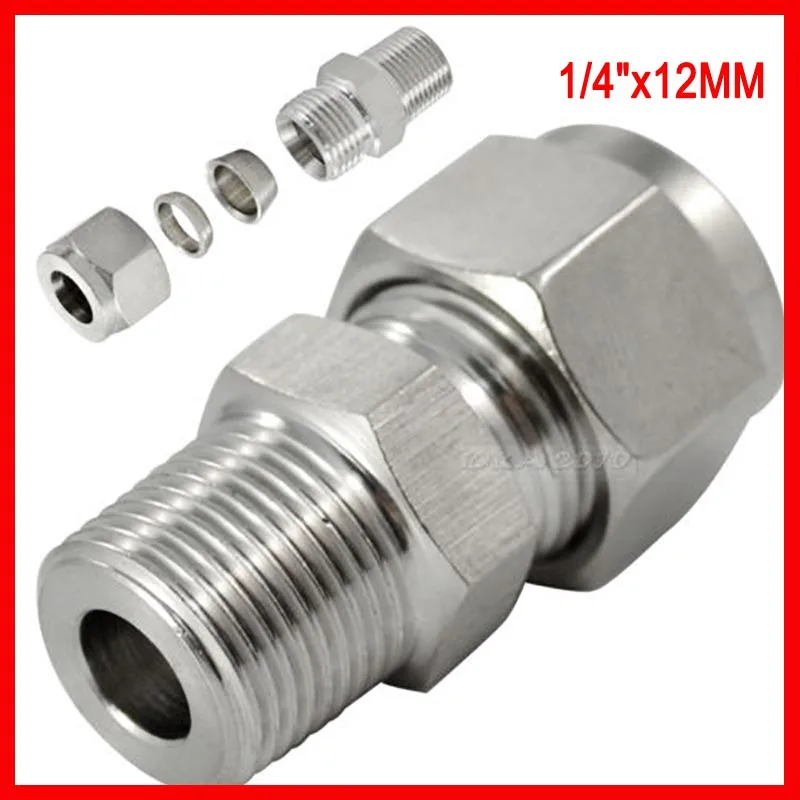 

DOUBLE FERRULE TUBE FITTING MALE CONNECTOR 12 MM ODx1/4" NPT STAINLESS STEEL SS304 5pcs/lot