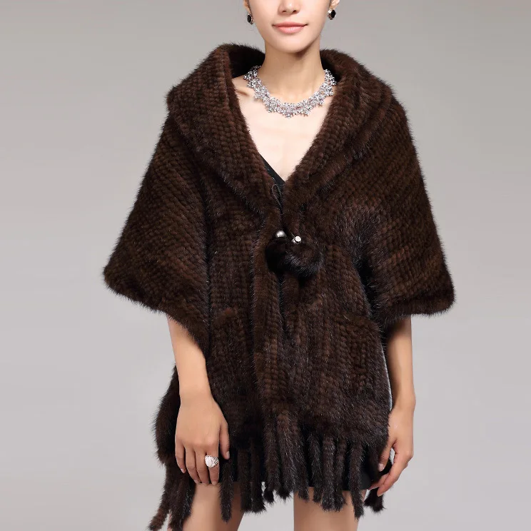 Buy Knitted Genuine mink fur Shawl/Scarf for women's