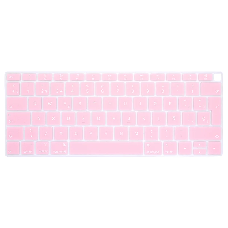 ЕС-введите испанский или чили чехол-клавиатура протектор для macbook air 13 клавиатура крышка испанская модель A1932 силиконовая защитная пленка - Цвет: Розовый