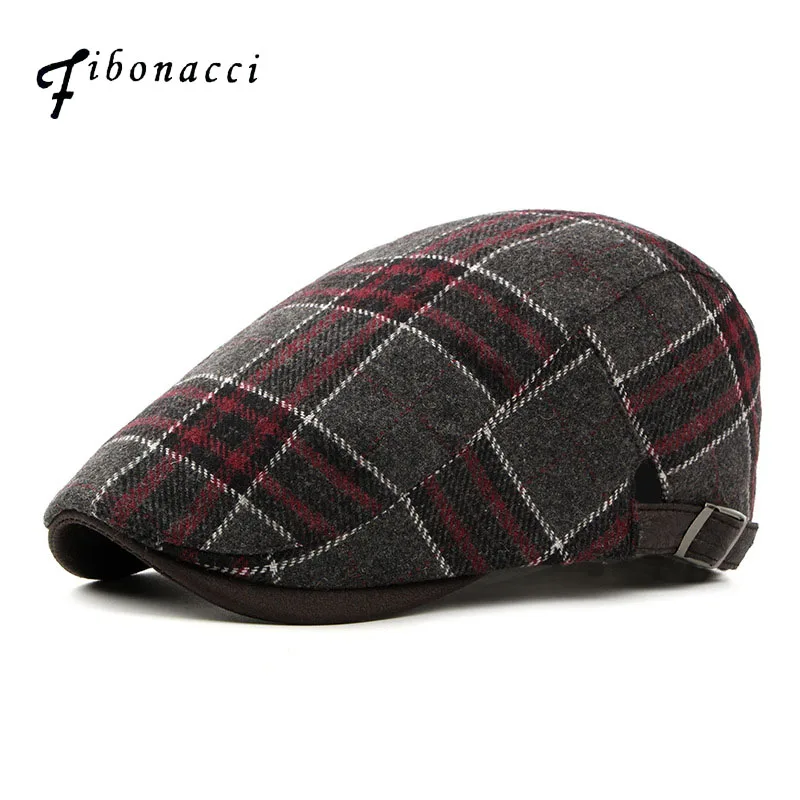 

Fibonacci Spring autumn fashion women's men's beret Cap wool grid Beret hats for men women top quality Flat Caps