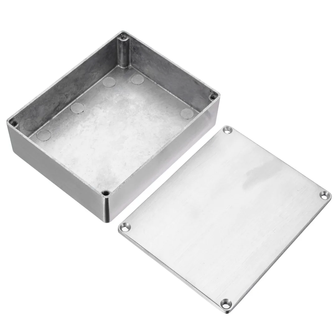 1pcs Silver Aluminium Enclosure Instrument Box Electronic Diecast Stompbox Project Box with 4 Steel Screws