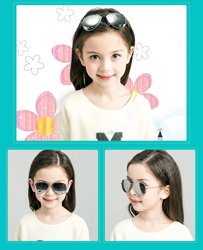 Модные поляризованные солнцезащитные очки для детей, для мальчиков и девочек, классический дизайн, серебристая оправа, синие линзы, пилот, солнцезащитные очки для детей