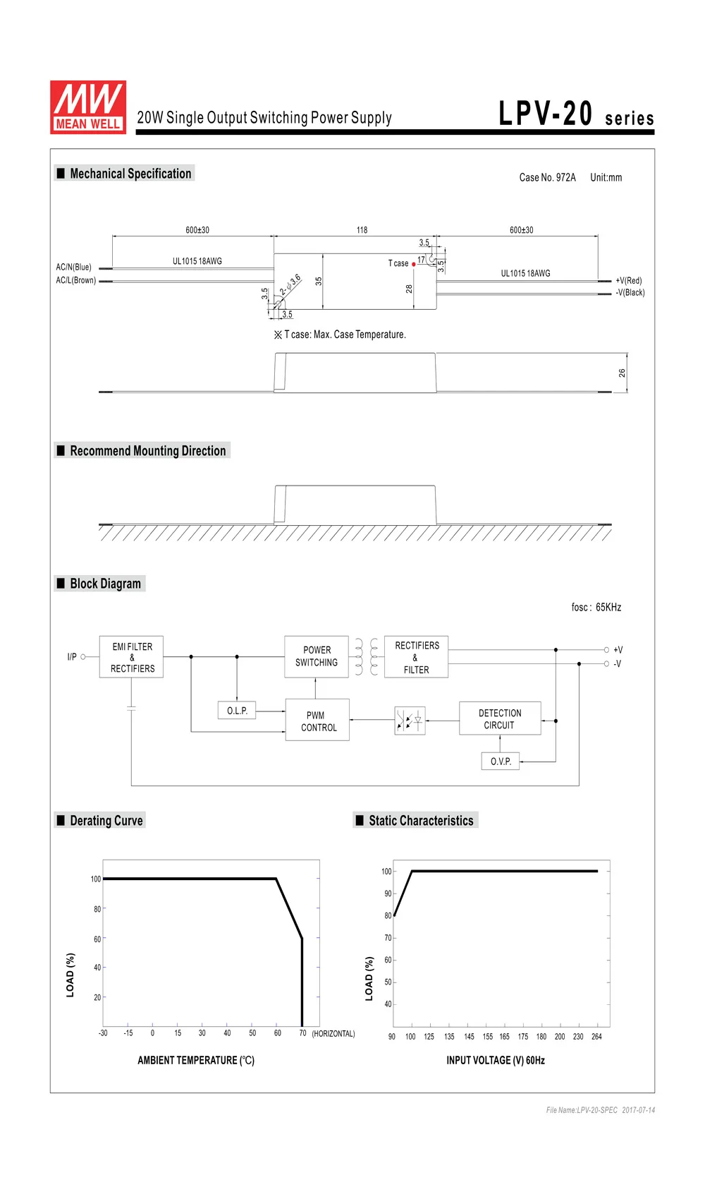 MEAN WELL LPV-20-24 20 Вт 0.84A 24 В Светодиодный источник питания meanwell IP67 Водонепроницаемый Светодиодный драйвер LPV-20 серии вход 90-264VAC