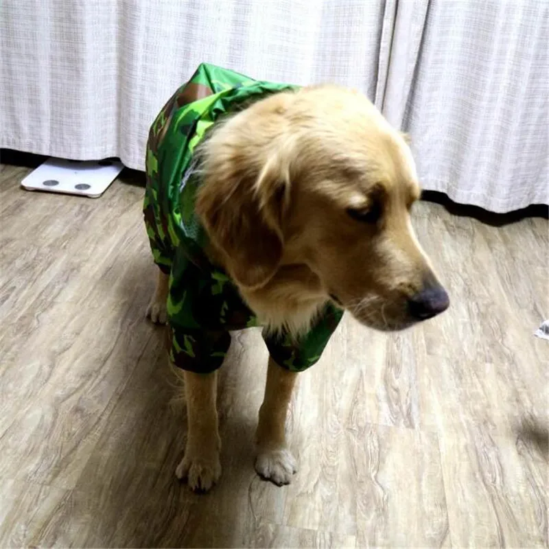 Дождевик для больших собак, одежда для собак, Лабрадор ретривер, камуфляжный водонепроницаемый дождевик, куртка, верхняя одежда, костюм, одежда