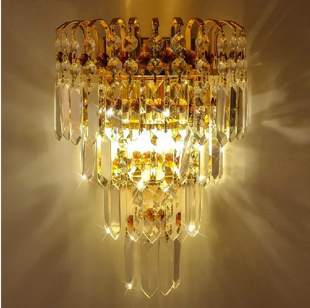 crystal wall lights sconce Lamps crystal K9 wall lamp gold living room