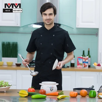 

Breathable Back Chef Jackets Top Restaurant Kitchen Cuisine Work Uniforms Cafe Barber Shop Waiter Short Sleeve Overalls Outfit