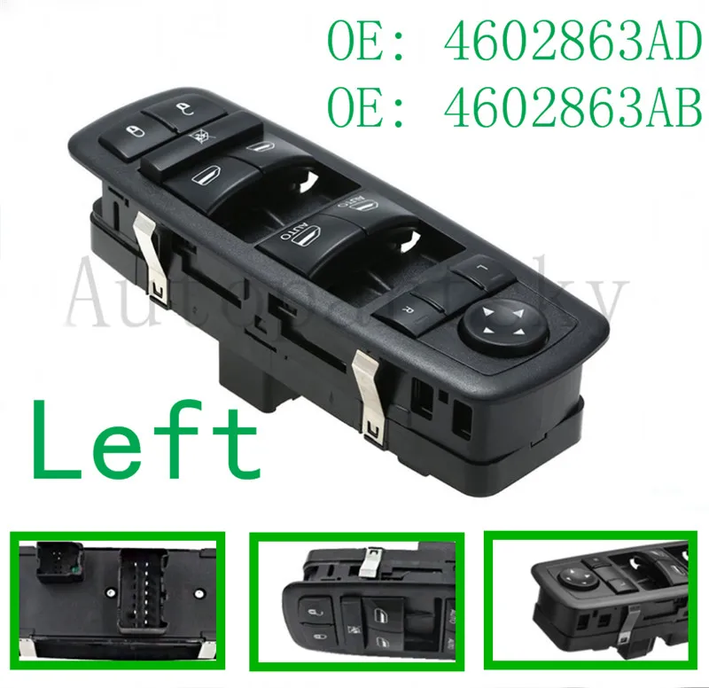 

4602863AD 4602863AC For Dodge Ram 1500 2500 3500 Truck Quad Cab / Crew Cab / Mega Cab Window Control Switch Left Driver Side