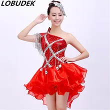 4 цвета, расшитое блестками короткое платье, женская певица, хор, сценическая одежда, современный танцевальный костюм, костюм для выступлений барабанщика, шоу, цельное платье