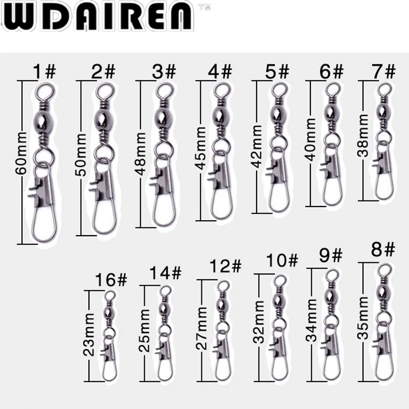 50 шт./лот сталь блокировка оснастки рыболовные приманки снасти шарикоподшипник поворотный роликовый твердые кольца колючий рыболовный крючок Разъем WD-233