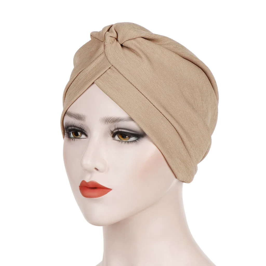 Однотонная Женская индийская шляпа мусульманский гофрированный хиджаб femme musulman Рак химия Шапочка-тюрбан шарф Кепка chouchou cheveux femme# P6