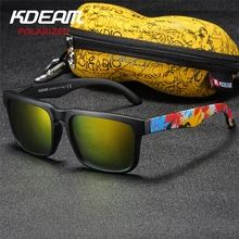 Kdeam, мужские солнцезащитные очки, поляризационные, для женщин, фирменный дизайн, квадратные солнцезащитные очки, зеркальные, для пляжа, Oculos De Sol, для отдыха, Жесткий Чехол