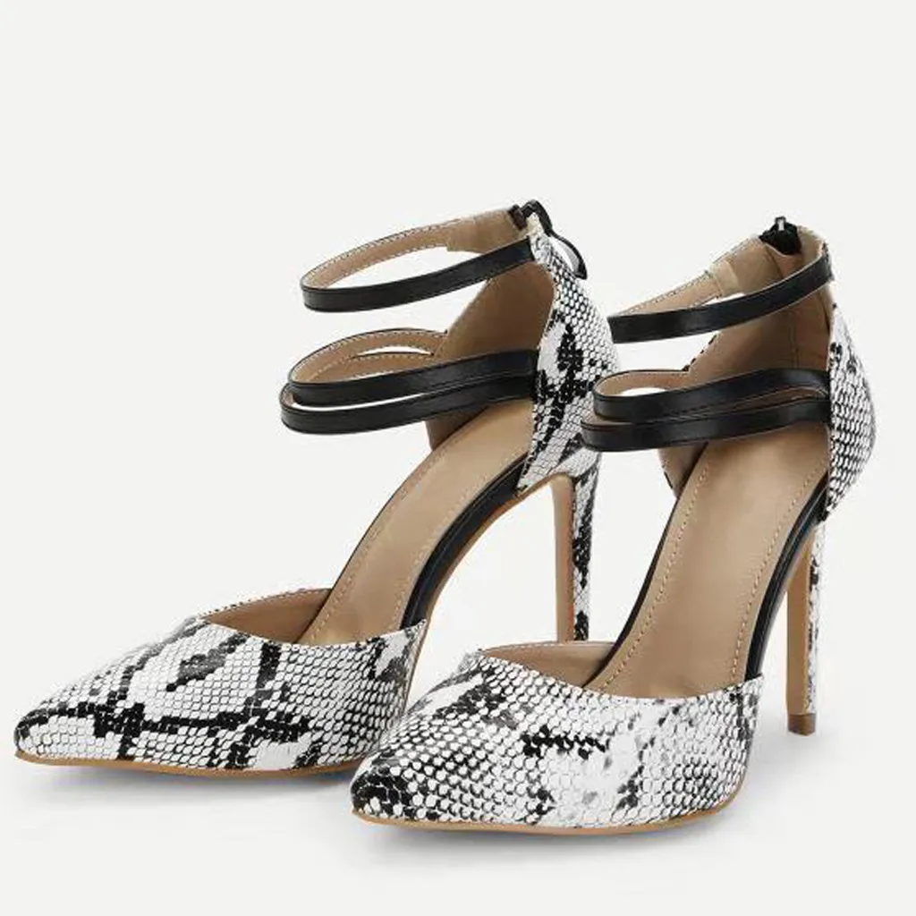 Pompes Feminina Nouveau Haute Simples Pointu Sexy De Femme Bout Pied Peau Serpent Sandalia Motif jaune Anneau Muqgew Sandales Pour Chaussures Talon Blanc a4AqBxBwn