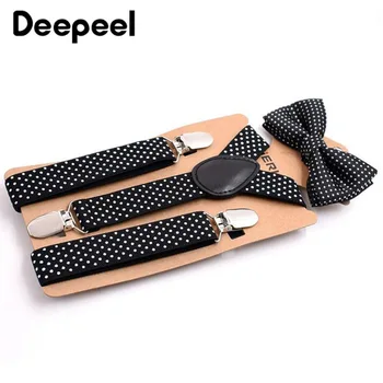 

Deepeel 1pc 2.5*65cm Bow Tie Suit Children's Elastic Strap 3 Clip Suspenders Unisex Clip-on Suspenders Adjustable Braces SP008
