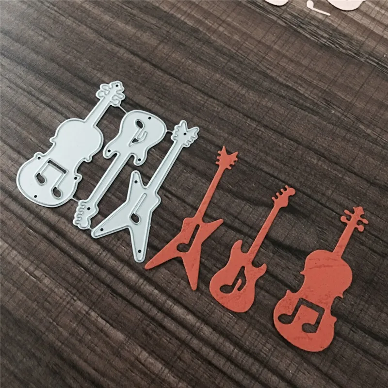 9pcs Guitar Notes Piano Metal Cutting Die Scrapbooking DIY Different Musical Instruments Steel Stencil Decorative Craft Card Laz-Tipa