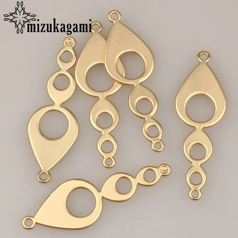 

15*46mm 10pcs/lot Gold Zinc Alloy Hollow Geometry Water Drop Charms Connector For DIY Fashion Jewelry Earrings Accessories
