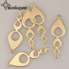 15*46mm 10 pçs/lote Ouro Liga de Zinco Oco Geometria Gota De Água Encantos Conector Para DIY Moda Jóias Brincos acessórios