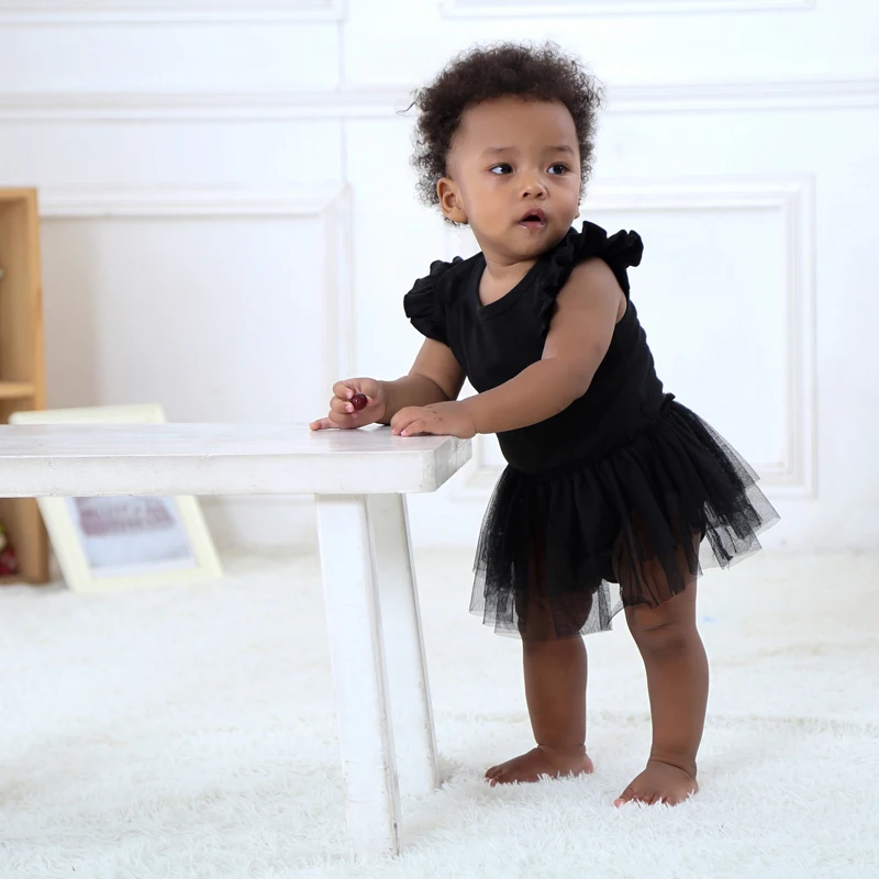 Black Newborn Baby Girls Tutu Dress Lace