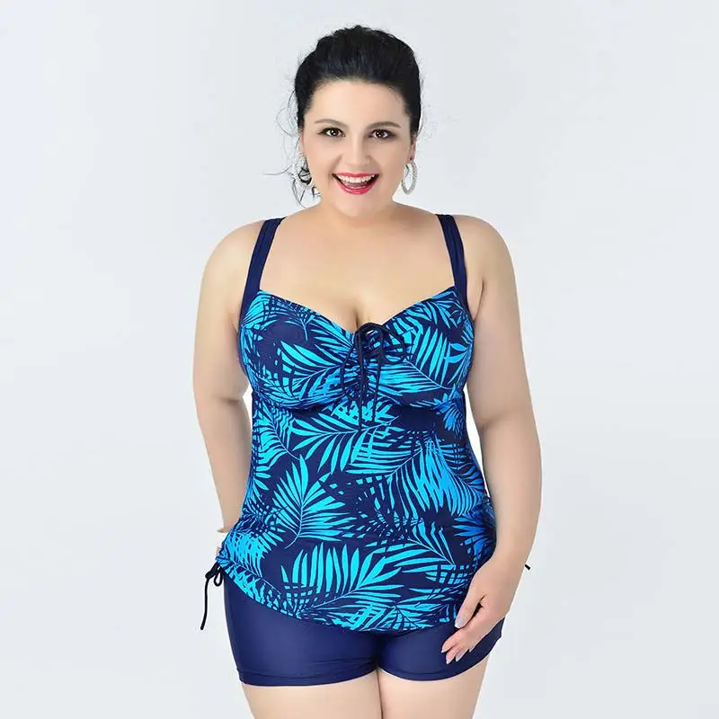 

2XL-6XL leaf printed swimwear two piece swimsuit for women summer dress plus size Swimsuit bodysuit bathing suit