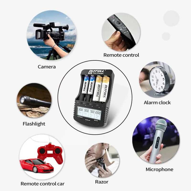 DLYFULL T4 18650 Charger USB Battery Charger AA AAA Smart LCD nimh nicd li ion charger battery 18650 cargador pilas aa aaa