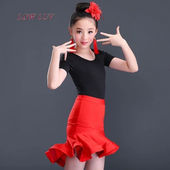 

2017 new style children's long-sleeved Latin dance practice uniforms children dance dress girls short-sleeved Latin dance dress