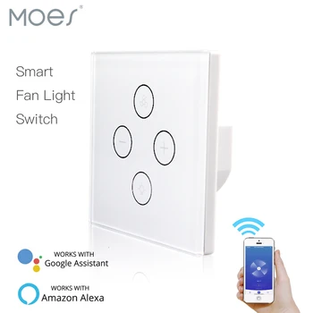 

WiFi Smart Ceiling Fan Light Wall Switch,Smart Life/Tuya APP Remote Various Speed Control, Compatible with Alexa and Google Home