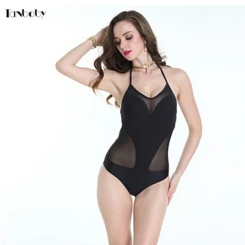 

Black Bodysuits Women Swimsuits One Piece Bathing Suits Sexy Perspective Mesh Monokini Swim Suits High Cut Out 1 Piece Swimsuits