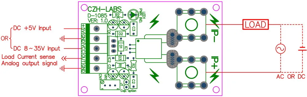 DIN рейка+/-150Amp AC/Датчик постоянного тока модуль, на основе ACS758