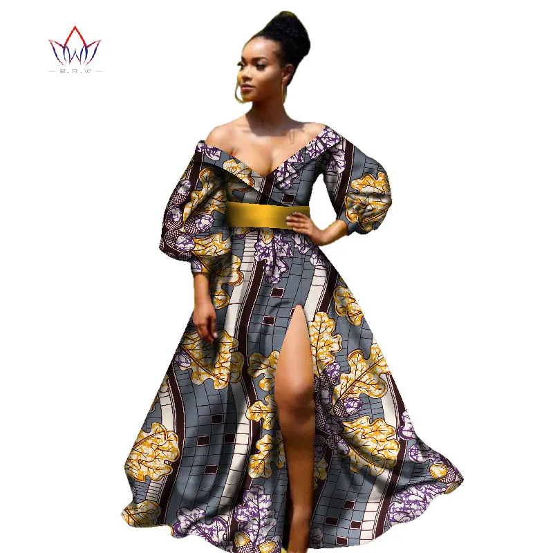 african bazin dresses for women african Three Quarter sleeves dresses for women african clothing wax dashiki fabric WY2255