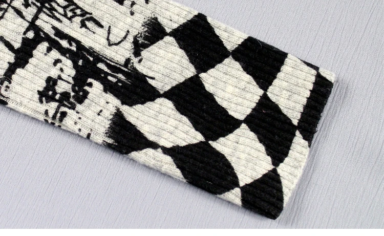 Autumn new European and American women fat mm large size sweater loose was large size printed pullover women (18)