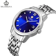 H007 mgorkina часы Для мужчин Роскошные Топ Фирменная сапфирно-синяя кварцевые часы Для Мужчин's Нержавеющая сталь Наручные часы Montre Homme