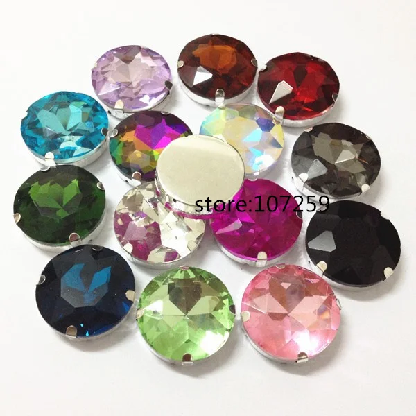 

TopStone Sew On Glass Crystal Round Baoshihua Claw Rhinestone Multi Colors 10mm 12mm 14mm 27mm Sew-on Stone Flat Top