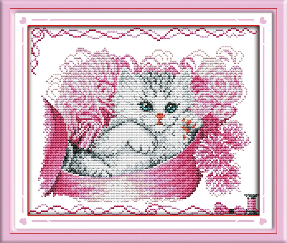 

New arrival 2018Kitten and wool Cross Stitch DIY 11CT 14CT Cross-Stitch Kit Handmade Embroidery for Needlework