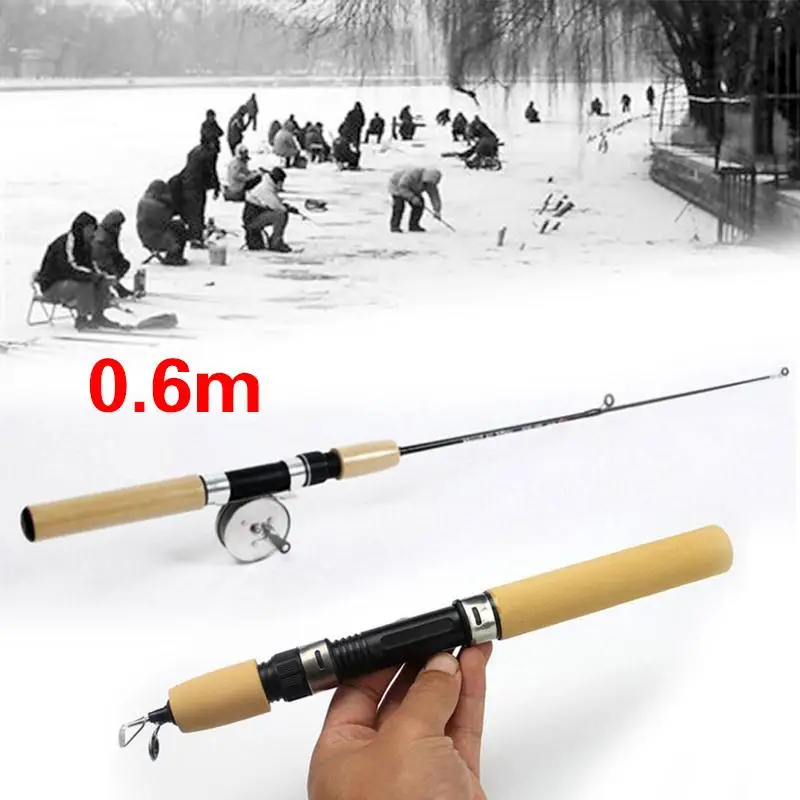 Relefree قضبان الجليد الصيد بكرات الصيد تلسكوبي قضيب السرد القلم قضيب القطب معالجة الغزل الصب الصلب 1 متر