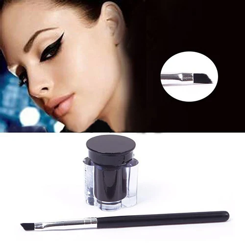 Pro Черный Eye Liner Подводка для глаз гель + щетка макияжа крем Водонепроницаемый