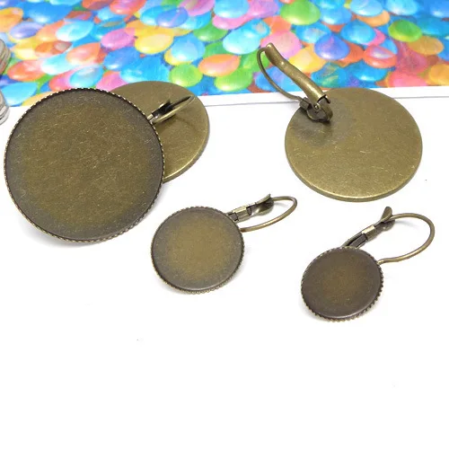 40pcs 14mm Earring Cabochon Setting Antique Bronze Plated hook blank earrings Back Earring