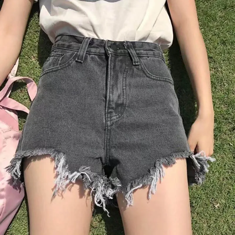 NiceMix летние шорты с высокой талией женские модные сетчатые Лоскутные свободные джинсовые шорты для стирки воды Pantalones Cortos Mujer
