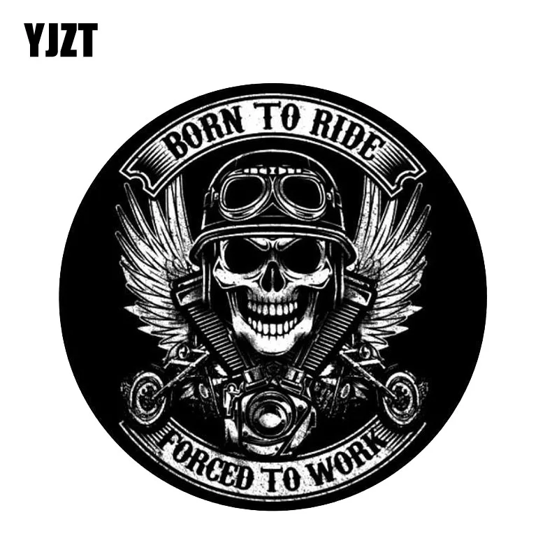 YJZT 12 см* 12 см BORN TO RIDE череп забавная наклейка для автомобилей Наклейка Автомобильные аксессуары 6-2255