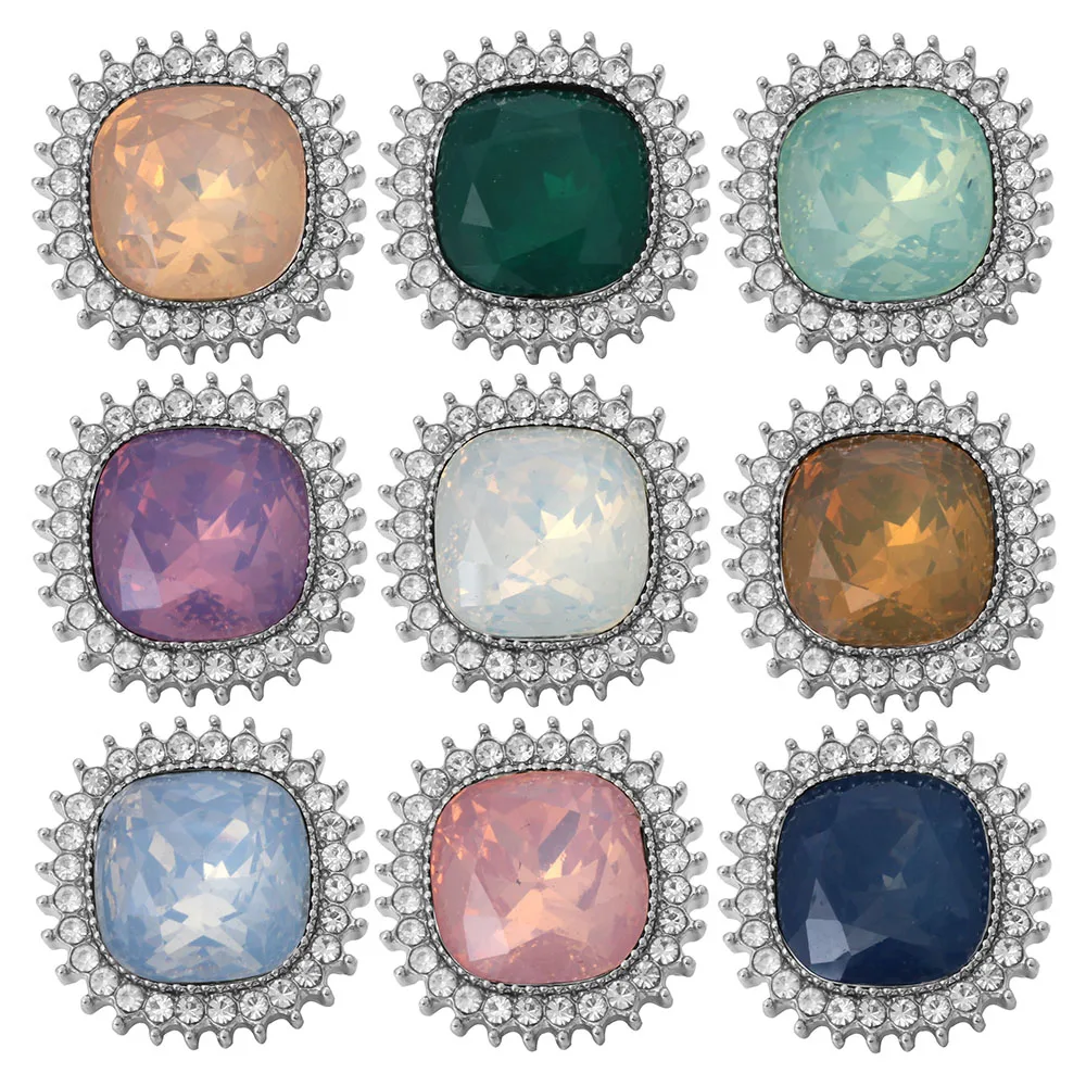 

5pcs/lot New Mixed Colorful Snap Button Jewelry Rhinestone Crystal Flower Snap Button for 18MM Snap Bracelet Love Jewelry
